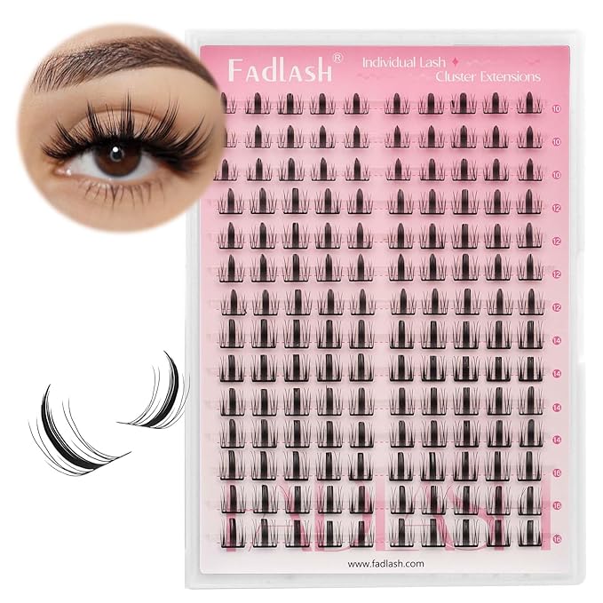 FADLASH 3D Printing Lash Clusters - Wispy Fluffy Eyelash With Natural Curl, Comfortable and Lightweight - DIY Reusable Cluster Eyelash Extensions at Home Mix 10-16mm