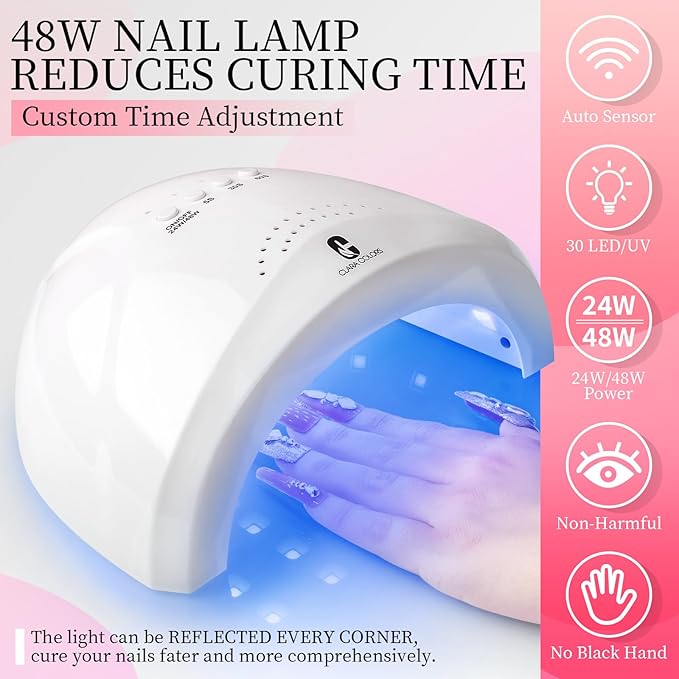 Clara Colors Poly Gel Nail Kit, 12 Colors Clear Jelly Nude Pink Poly Extension Gel Nail Kit All In One Polygel Nail Kit Starter Kit with Slip Solution and Tools for Nail Art DIY with Everything