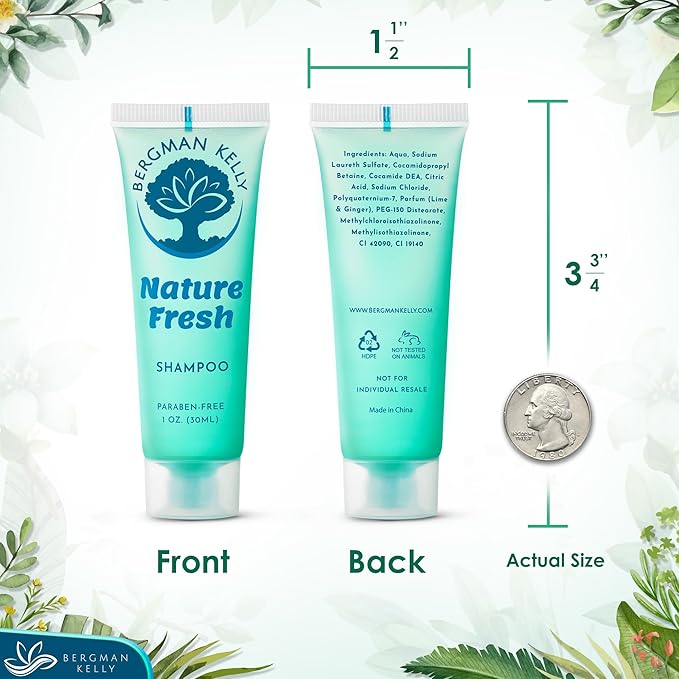 Bergman Kelly Round Hotel Soap Bars, Shampoo & Conditioner 3-Piece Set (1 oz each, 150 pc, Nature Fresh), Delight Your Guests with Refreshing & Soothing Mini Travel Toiletries & Bulk Amenities