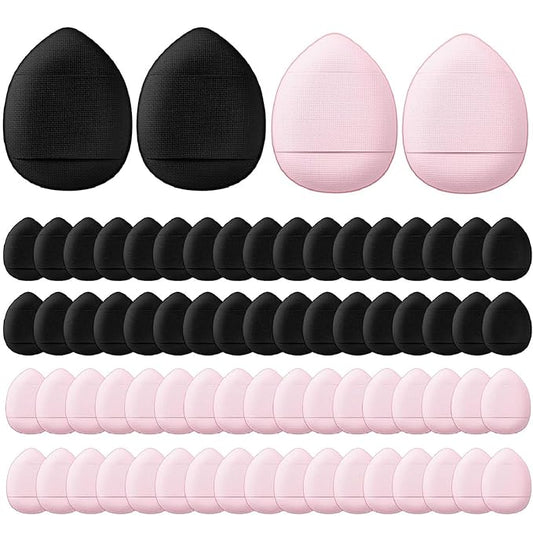 Gerrii 72 Pcs Finger Powder Puff Mini Makeup Sponge Soft Beauty Makeup Blender Puff for Foundation, Face Powder, Under Eye Setting, Concealer, Repair Cream, Cosmetic Tool(Pink,Black)