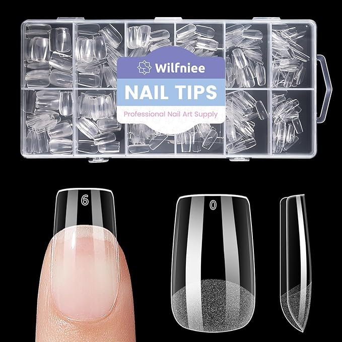 Short Square Nail Tips: 504PCS Acrylic Pre-shaped Soft Gel Square Nail Tips, 12 Sizes Full Cover Fake Press on Nails for Beginner Professional DIY Nail Salon