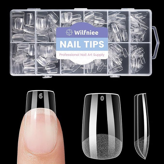 Short Square Nail Tips: 504PCS Acrylic Pre-shaped Soft Gel Square Nail Tips, 12 Sizes Full Cover Fake Press on Nails for Beginner Professional DIY Nail Salon