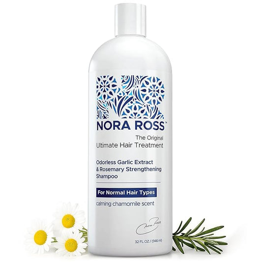 Nora Ross Garlic Extract Hair Strengthening Shampoo – Thickening Shampoo for Women and Men with Normal to Dry, Thinning Hair – All Natural Anti-Dandruff and Scalp Cleanser with Rosemary – 32oz