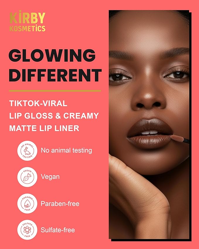 Lip Kit Duo – Glowing Different - TikTok-Viral Precision Liner & Glossy Liquid Lipstick, Clean 2-Step Set with Hydrating Long-Wear Color – Bold Inclusive Beauty for Everyday Konfidence