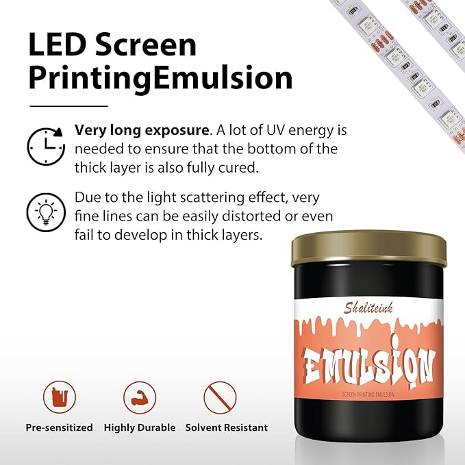 Shaliteink® Thick Plate Screen Printing Emulsion Premium Pre-Sensitized Photo Emulsion for Silk Screen Printing,Screen Printing Ink Applications,Screen Printing Kit,Screen Printing Supplies(32oz)