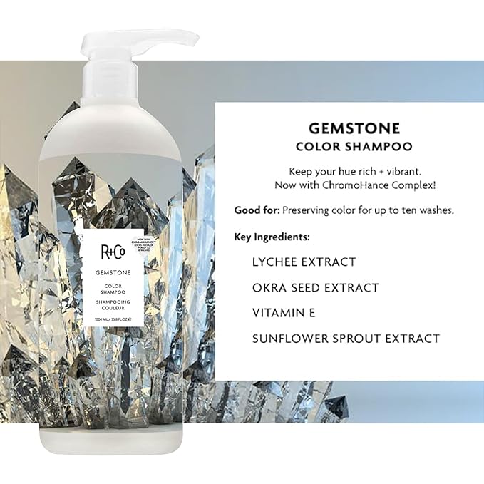 R+Co Gemstone Color Shampoo & Conditioner Set + Deluxe Sample (0.5oz) | Protects Color, Repairs & Nourishes | Vegan + Cruelty-Free | 33.8oz (Pack of 2)