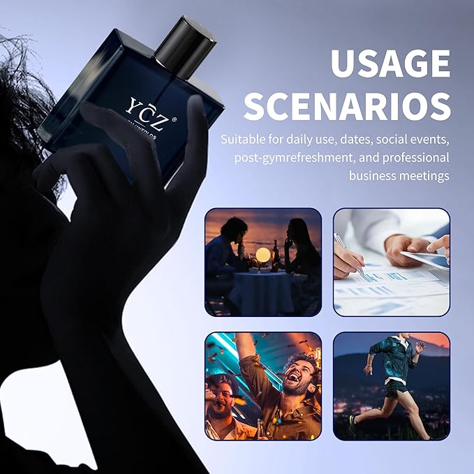 Ycz Charm Unfolds Marine Perfume for Men, 1.7 oz. Long Lasting Eau De Parfum Cologne For Men, Oriental Woody Fragrance - Ideal Special Occasions, Making it the Ideal gentlemen’s Gift