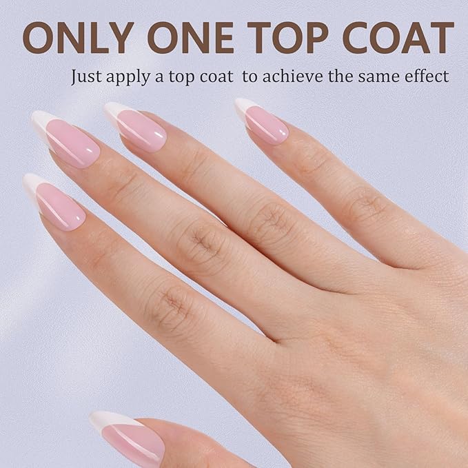 Misssix French Gel Nail Tips, 150Pcs French Tip Press on Nails Medium Almond Pink, No Need to File Tips Pre-lasting, Fake Nails for Nail Art DIY 15 Sizes