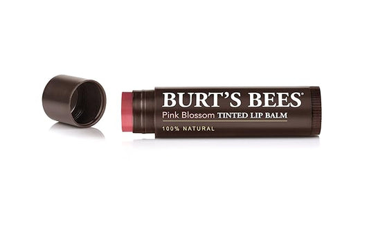 Burt's Bees 100% Natural Tinted Lip Balm, Pink Blossom with Shea Butter & Botanical Waxes – 2 Tubes
