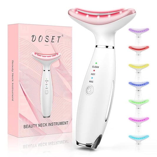 Anti-rinkles Facial Massager - Red-Light Therapy for Face and Neck, Sculpting Tool with 7 Color, At-Home Face Tool for Skin Care (White)