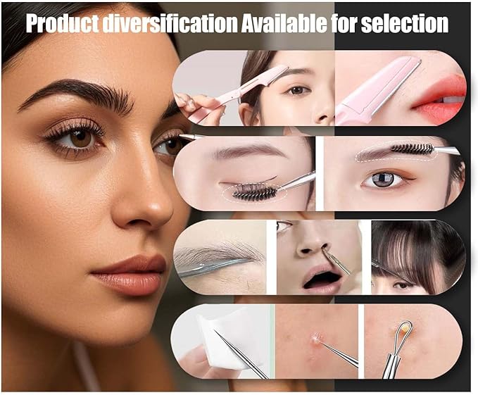 Tweezers Set [9+1 PCS] - Professional Stainless Steel Tweezers for Eyebrows – High-Precision Beauty Tools for Eyebrows, Facial Hair, Splinter & Ingrown Hair Removal