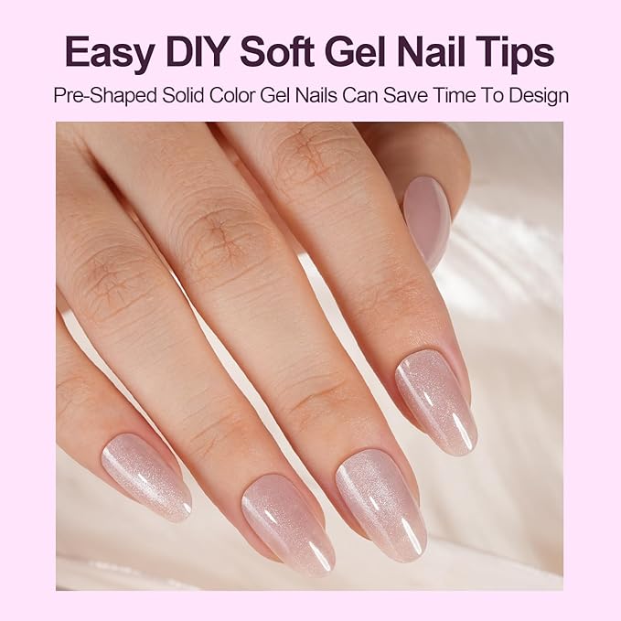 150Pcs Cat Eye Press on Nails, Plauva Short Oval Fake Nails, Glossy Glitter Cat Eye Nail Tips, Soft Gel Stick On Nails for Women and Girls 15 Sizes