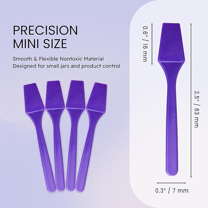 PANA 200pcs Cosmetic Make Up Disposable Plastic 2.5" Spatulas Skin Care Facial Cream Mask Spatula (PURPLE-200 Pieces in a Box)