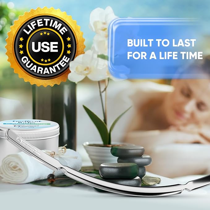 Professional Muscle Scraper - Patented IASTM Massage Tool for Physical Therapy, GuaSha Tool for Body Myofascial Release - Medical Grade 304 Stainless Steel Crescent Bar