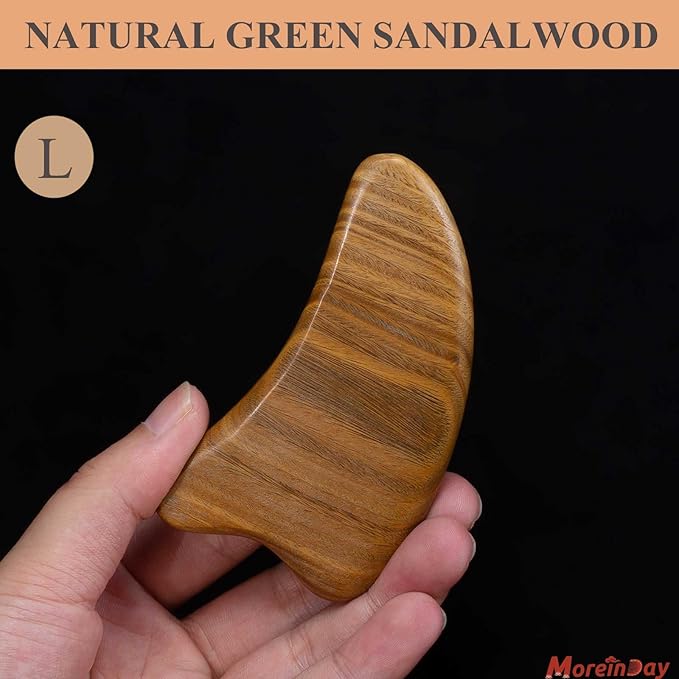 Gua Sha Tool for Face, Gua Sha Facial Tools for Face Massage, Wooden Guasha Tool Reduce Puffiness - Green Sandalwood