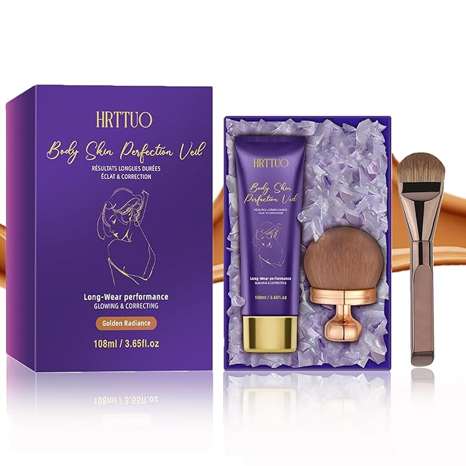 Body Coverage Perfector with Brush - Waterproof Leg & Body Makeup for Skin Imperfections & Uneven Tone, Transfer-Resistant Natural Finish Concealer, Flawless Looking Legs (Golden Radiance)