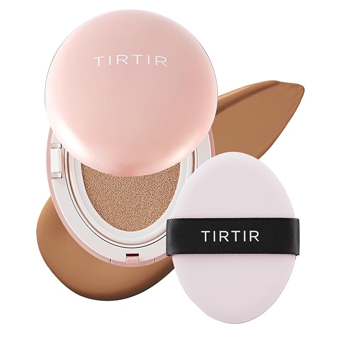 TIRTIR Mask Fit All Cover Pink Cushion Foundation | High coverage, Velvety Matte Finish, Lightweight, Flawless, Corrects Redness, Korean Cushion (#33C Hazel, Full Size, 0.63 Fl Oz)