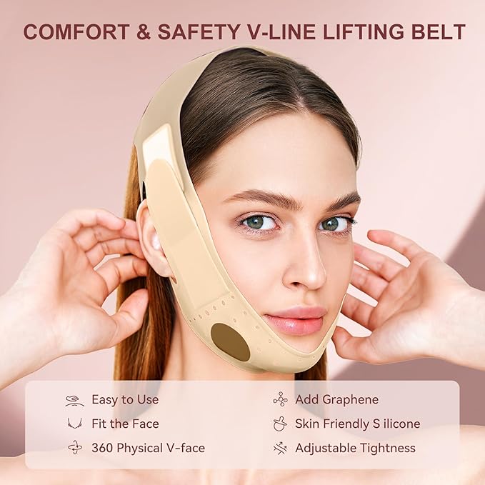JUSRON V-Line Mask Chin Up Mask Face Strap, Soft Silicone Chin Strap V Shaped Face Mask, Jaw Exerciser 23-27 Inches (Neon Purple)