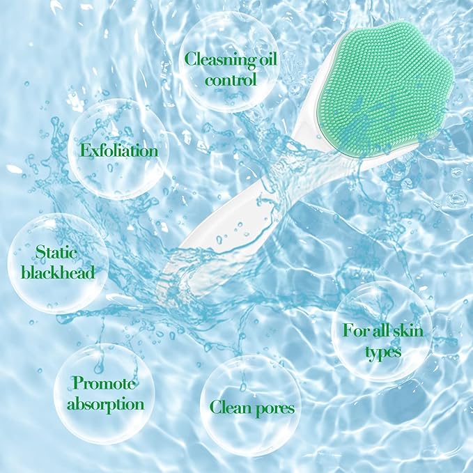 3 Pieces Silicone Face Scrubber, exfoliating Brush, Handheld Silicone Facial Cleansing Brush with 3 Pcs Double Sided Lip Scrub Tools for Face Skincare(Fresh)