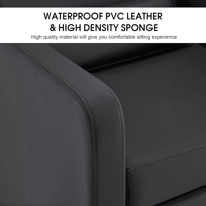 BarberPub Backwash Shampoo Station Chair, Adjustable Porcelain Ceramic Hair Wash Bowl with Chair, Shampoo Station for Barber Shop, Spa Beauty Salon Equipment 9364 (Black)