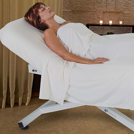 EarthLite Ellora Electric Lift Massage Table with Manual Tilt, Made in USA, 32" x 73, Vanilla Creme