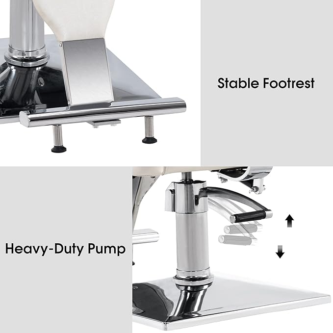 BarberPub Barber Chair Reclining Salon Chair for Hair Stylist, Antique Hair Spa Salon Styling Beauty Equipment 8132(Champagne)