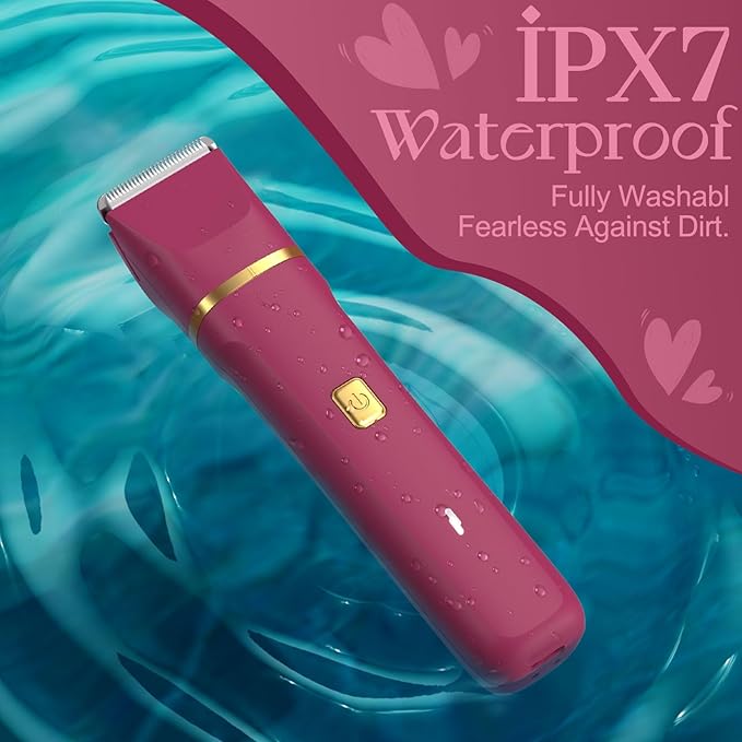 Electric Bikini Trimmer for Women - Waterproof Pubic Hair Trimmer & Facial Shaver, Rechargeable Cordless Electric Razor with Ceramic Blades, IPX7 Shower-Safe for Sensitive Skin, Christmas Gift for Her