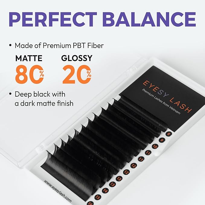 Eyesy Lash Cashmere Volume Eyelash Extensions Premium Individual Lashes - 0.07mm Thickness D Curl 8-16mm Mixed Tray - Super Soft Matte Black Single Eyelash Easy to Fan for Professional Salon Use