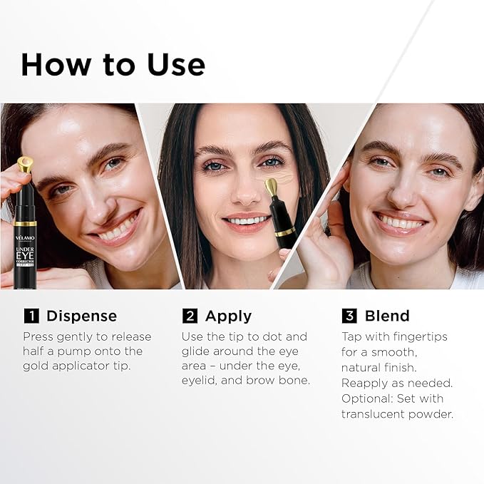 VELAMO ADVANCED Luminous Eye Corrector SPF 41: Under Eye Color Corrector for Dark Circles, Fine Lines & Puffiness - Hydrating Anti Aging Eye Cream with Ceramides Complex - Medium, 0.34 FL OZ/10mL 2Pcs