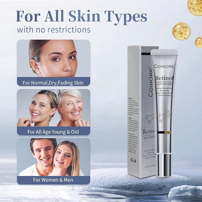 Retinol Under Eye Cream - Cream for Men & Women, Dark Circles, Puffiness & Wrinkles, Anti-Aging Eye Cream for Fine Lines, 0.7 Fl Oz