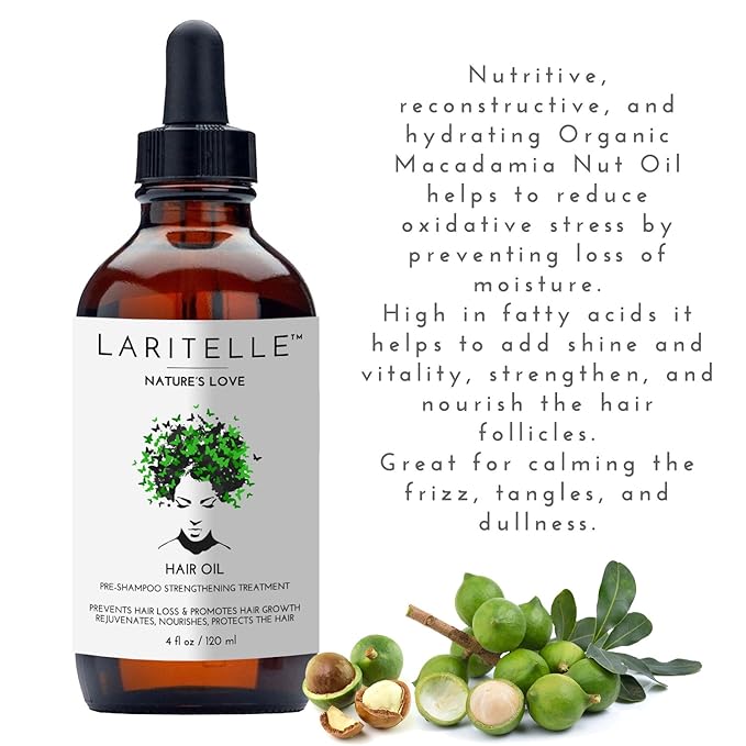 Laritelle Organic Hair Growth Treatment – Nature’s Love – 4 oz – Botanical Oil Blend for Follicle Stimulation & Scalp Renewal – Made in USA