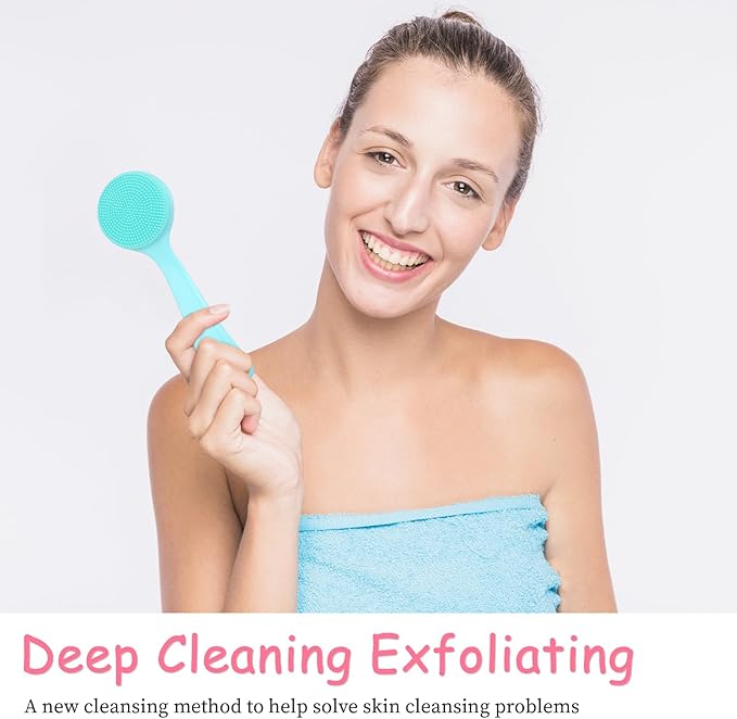 2Pcs Silicone Face Brush Manual Face Scrub Brush, Soft Facial Cleansing Brush Waterproof Exfoliating Face Brush Skin Friendly Face Cleaner Brush for Blackheads Makeup Residues Removal