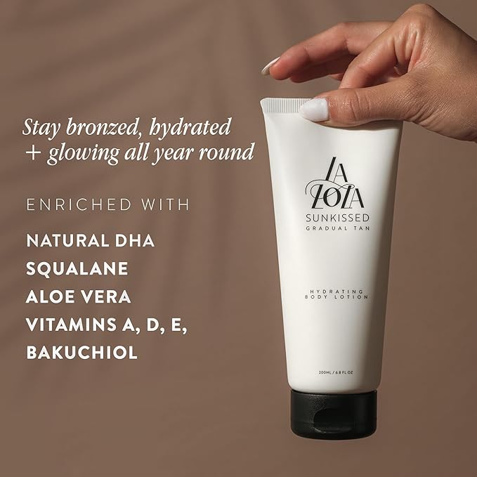 LALOLA Sunkissed Hydrating Self Tanning Lotion, Gluten Free, Vegan + Cruelty Free Self Tanner, Luxurious Sunless Tanner with Antioxidants, natural, organic, non toxic, Best