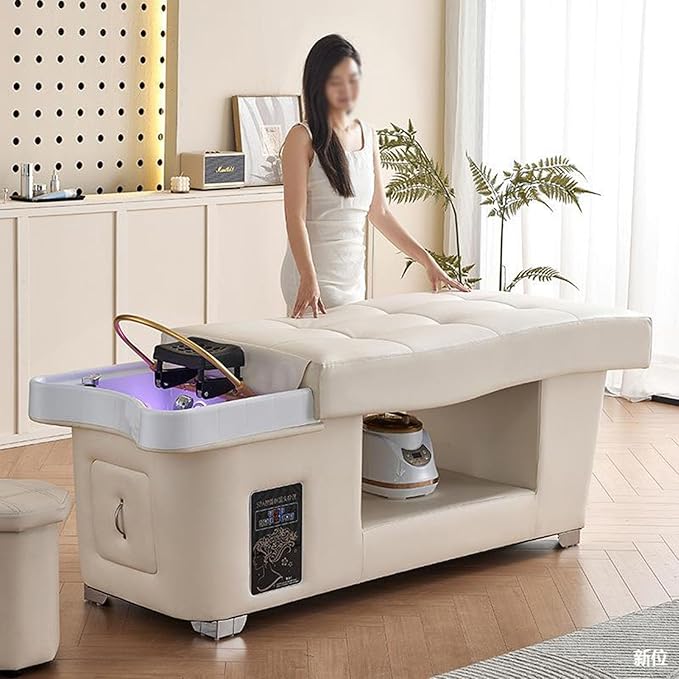 Head Spa Equipment, Massage Shampoo Bed, Supports Water Circulation｜Fumigation｜Light Therapy Massage Table for Spa Beauty Salon