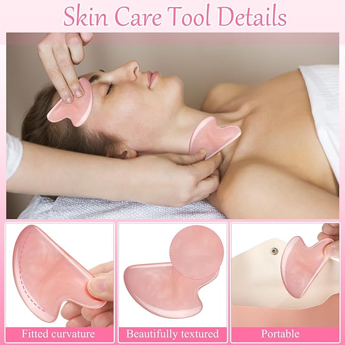 Sherr 12 Pcs Gua Sha Facial Tools Resin Heart Shaped Massage Guasha Tool for Face Guasha Board for Spa Women Body Skin Care Reduce Muscle Tensions, 12 Colors(Sweet Color)