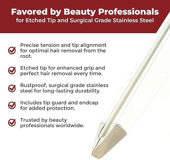 Venus by Regine Slant Tweezers - Handmade Precision Tool for Women & Men, 25-Degree Angle for Shaping Eyebrows & Grooming Facial Contours, Suitable for Eyebrow & Facial Hair Removal (White)