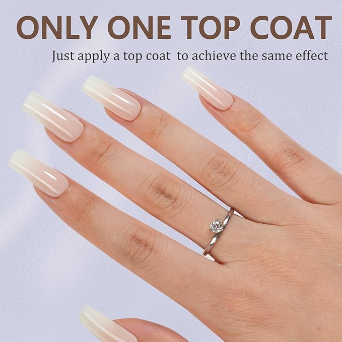 Misssix Ombre Gel Nail Tips, 150Pcs White Gradient Press on Nails Long Square, No Need to File Tips Pre-lasting, Fake Nails for Nail Art DIY 15 Sizes