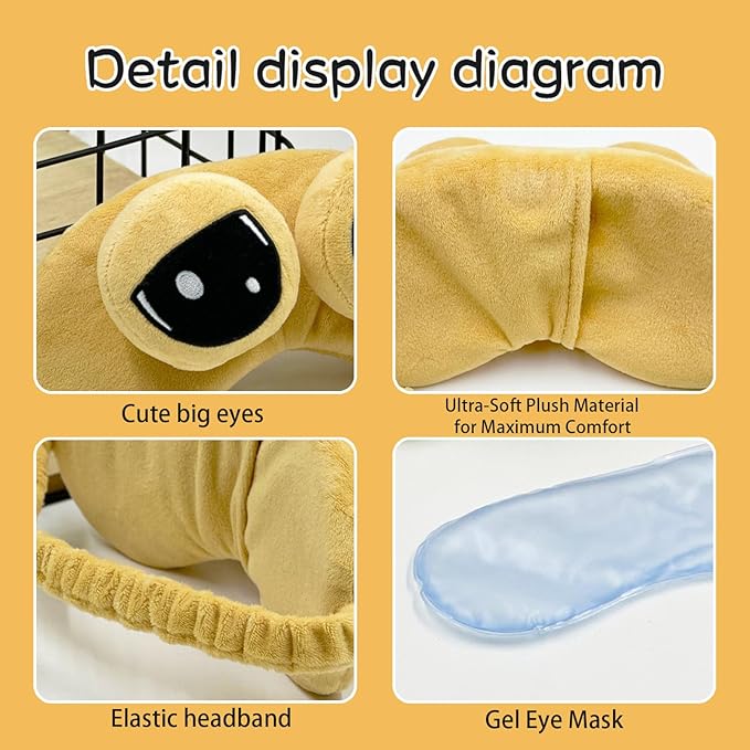 Cooling Eye Mask for Sleeping, Cute Alien Plush Sleep Eye Mask with Adjustable Strap and Built-in ice Pack for Kids & Adults, Cold Under Eye Mask for Travel, Meditation, Relaxation, and Sleep