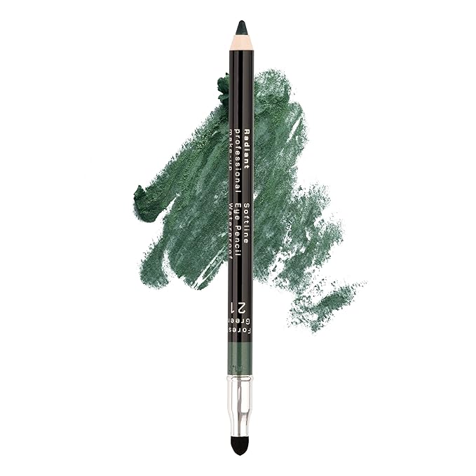 Radiant Professional Waterproof Eyeliner Pencil - Eyeliner Waterproof Smudge Proof for Woman - Long Lasting Under Eye Pencil for Smoky Eye - Soft Waterline Eye liner Smudger Tool, Green (21)