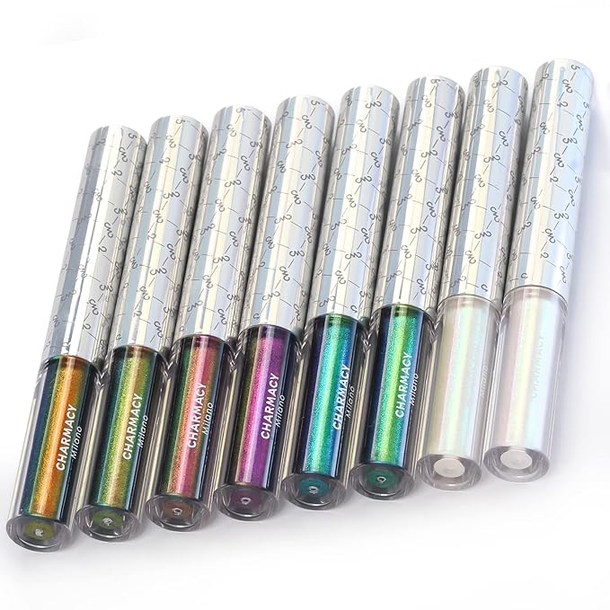 CHARMACY Chameleon Liquid Eyeliner, Liquid Glitter Eyeliner, Highly Pigmented, Metallic Intense MultiColor Shifting waterproof Eyeliner, Ultra-Fine Tip, Longwearing, Smudge-proof (#SET1-901/904/907)