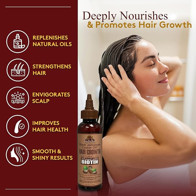 Okay Black Jamaican Castor Oil Hair Growth for Unisex - 4 oz Oil