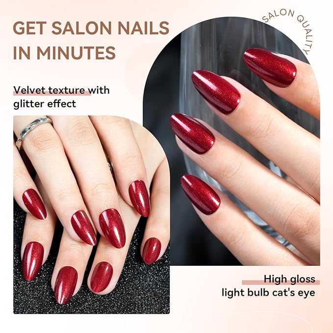 Red Press on Nails Short, Jofay Fashion 160Pcs Almond Glitter Press On Nails, Elegant Acrylic Fake Nails, Reusable Glue on Nails Stick on Nails for Women, Salon Quality, Valentines Nails