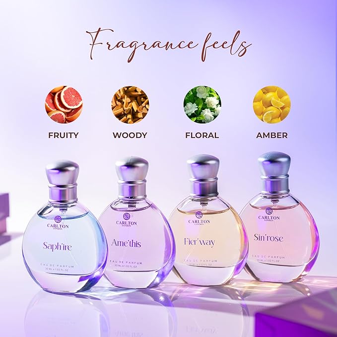 Exotique Gift Set Of 4 Premium Perfume Liquid- 30Ml Each I Orange, Cedar, Honey And Rose Fragrance I Luxury Edp Perfume For Girls And Ladies, Best Gift Set For Women