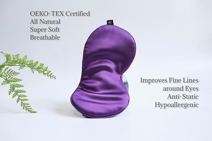 Premium Handcrafted 25 Momme Mulberry Silk Eye Mask for Sleeping (Purple Passion)