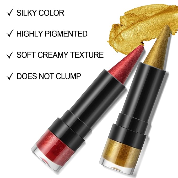 Boobeen Color Eyeliner Pencil, Metallic Glitter Eyeliner Gel, 4 in 1 Eye Makeup Stick-Eye Lip Liner, Eyeshadow, Waterproof, For Bold Glamour Makeup