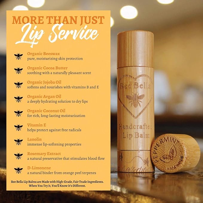 Bee Bella Lip Balm, Peppermint, 3 Organic