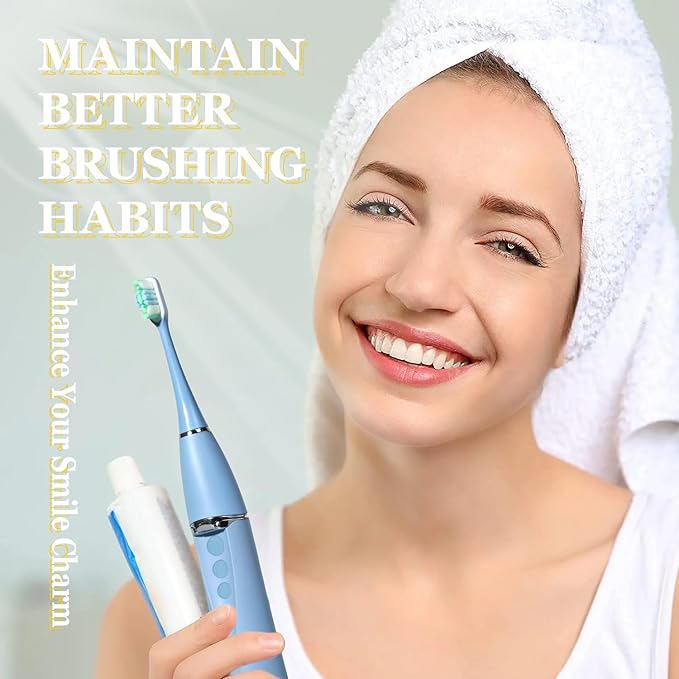 Foldable Electric Toothbrush for Adults – Dual UV Sanitization, 272 Sonic Modes, USB-C Rechargeable, 4 Brush Heads, Leather Travel Case, Portable Blue Toothbrush