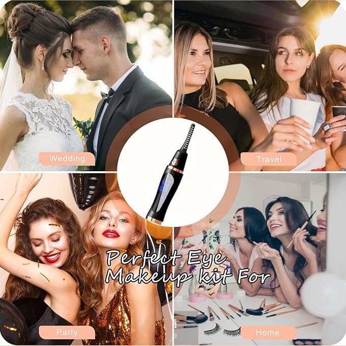 2025 Upgraded Heated Eyelash Curler – Fast 5s Heat-Up, USB Rechargeable Electric Eyelash Curler, 3 Temperature Modes, LED Display, Anti-Burn, 24H Long-Lasting Curl, Perfect Gift for Women (Black)