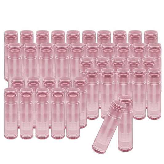 1st Choice 50 Lip Balm Empty Container Tubes 3/16 Oz (5.5ml), Natural Pink Color