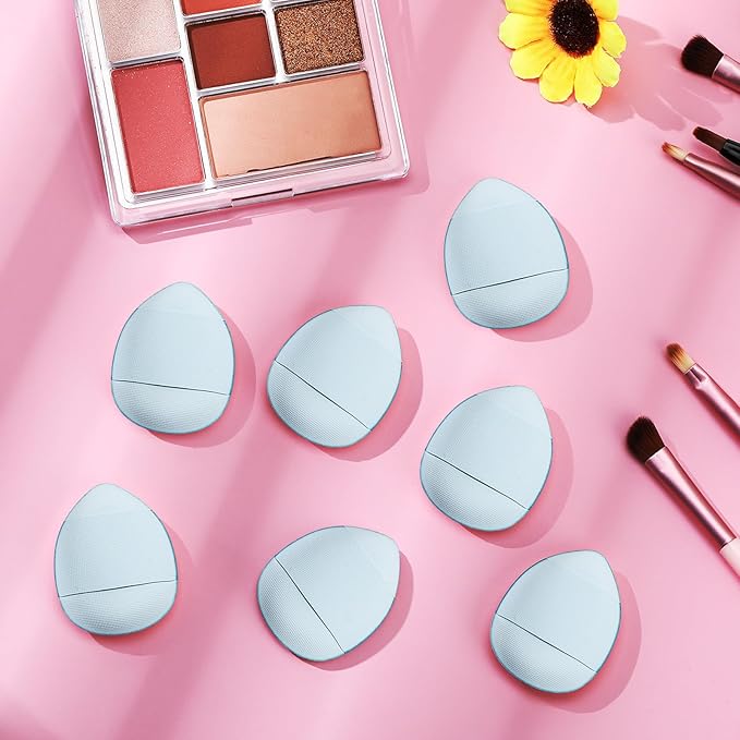 Gerrii 72 Pcs Finger Powder Puff Mini Makeup Sponge Soft Beauty Makeup Blender Puff for Foundation, Face Powder, Under Eye Setting, Concealer, Repair Cream, Cosmetic Tool(Blue)